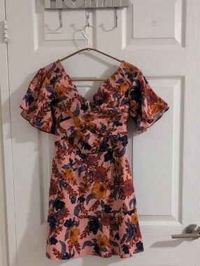Finders Keepers Rhapsody Mini Dress Floral Pink Off Shoulder Cottagecore Boho -S